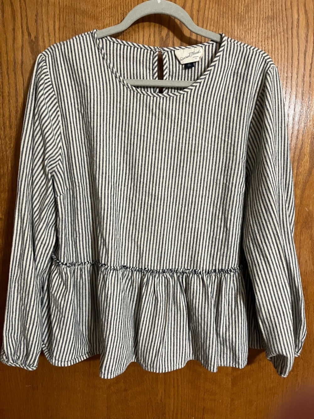 Universal Thread Striped Peplum Top - Blue & White